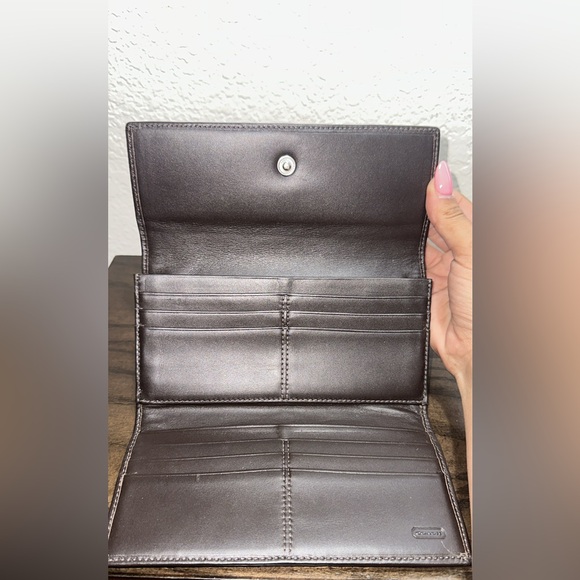 Coach Signature Vintage C Wallet Red Canvas & Brown Leather - Picture 2 of 4